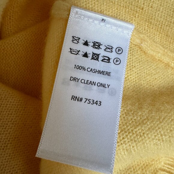 TAHARI 100% 2-Ply Cashmere Classic Crewneck Sweater – Bright Yellow - Picture 7 of 9